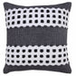 14" X 36" Yellow Black And White Cotton Striped Throw Pillow
