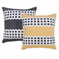 14" X 36" Yellow Black And White Cotton Striped Throw Pillow