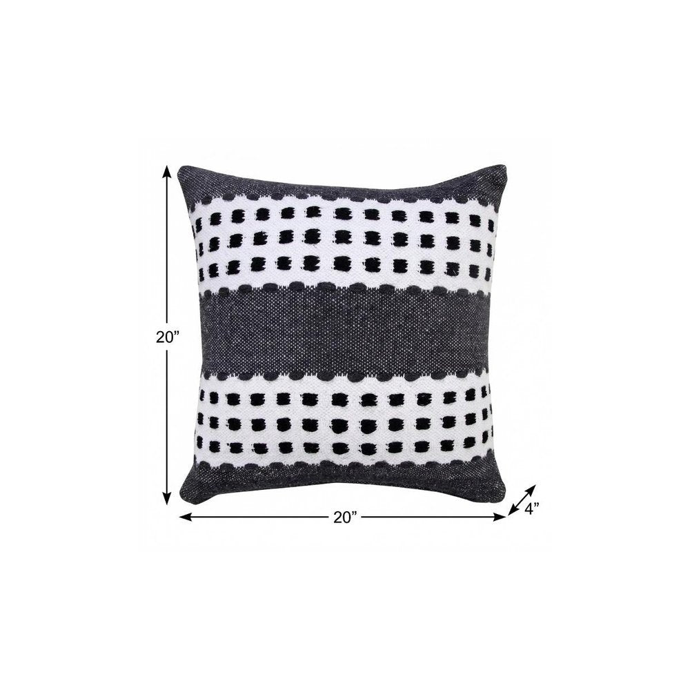20" Black Gray and White Throw Pillow