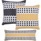 14" X 36" Yellow Black And White Cotton Striped Throw Pillow