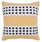 14" X 36" Yellow Black And White Cotton Striped Throw Pillow