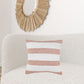 20" X 20" Orange And White 100% Cotton Striped Zippered Pillow