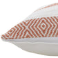 20" X 20" Orange And White 100% Cotton Striped Zippered Pillow