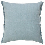 14" X 36" Light Blue Cotton Lumbar Throw Pillow With Fringe