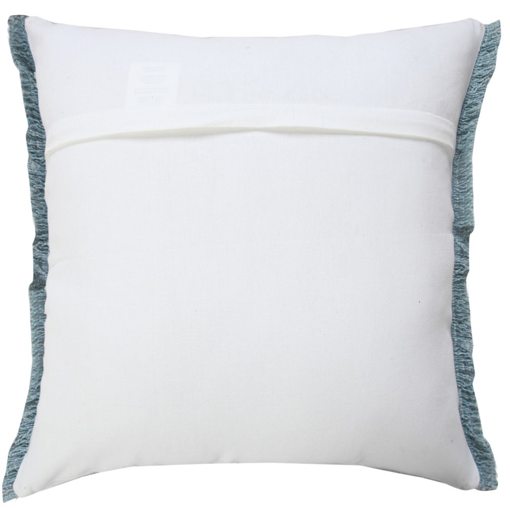 14" X 36" Light Blue Cotton Lumbar Throw Pillow With Fringe