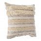 20" Cream Gray And Tan Cotton Striped Throw Pillow
