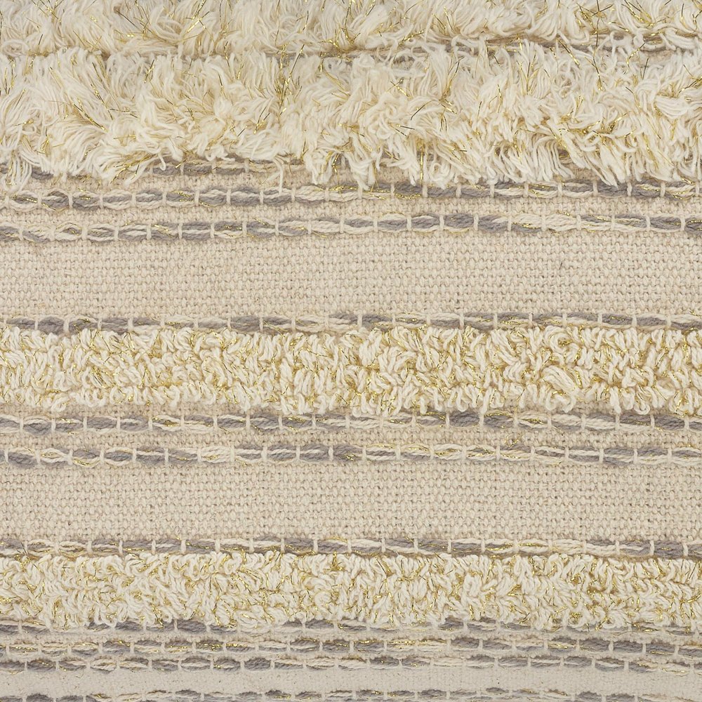 14" X 36" Cream Gray And Tan Cotton Striped Throw Pillow