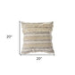 20" Cream Gray And Tan Cotton Striped Throw Pillow
