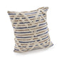 18" Blue And Beige Cotton Striped Throw Pillow