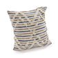 18" Blue And Beige Cotton Striped Throw Pillow