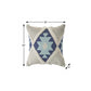 20" X 20" Blue And Cream 100% Cotton Geometric Zippered Pillow