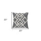 20" X 20" Black And Cream 100% Cotton Geometric Zippered Pillow