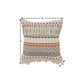 18" Beige and Red Throw Pillow with Fringe