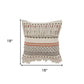 18" Beige and Red Throw Pillow with Fringe