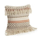 18" Beige and Red Throw Pillow with Fringe