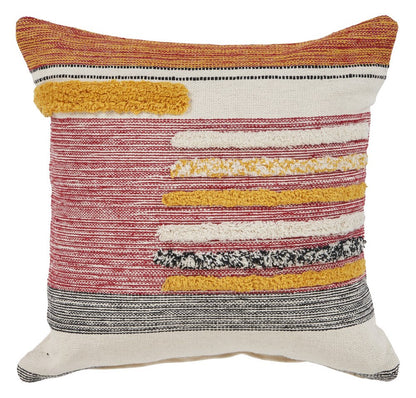 18" Red and Ivory Throw Pillow