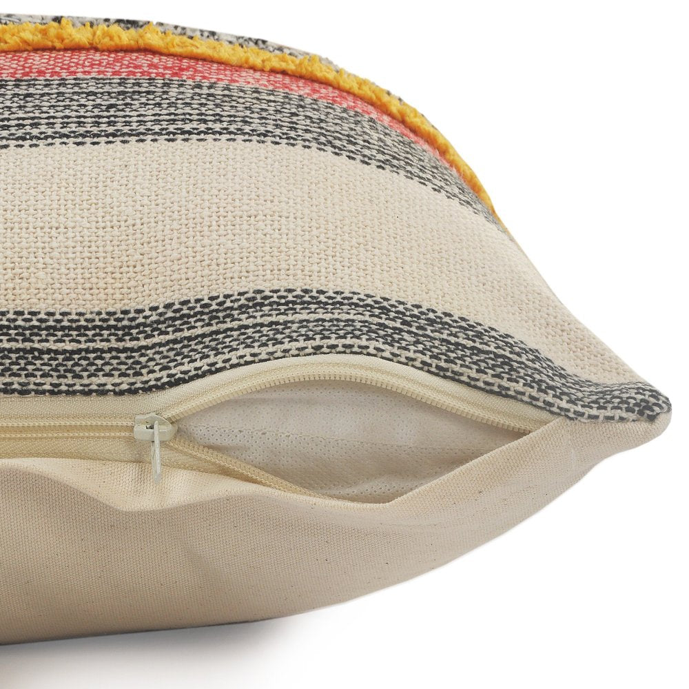 18" Red and Ivory Throw Pillow