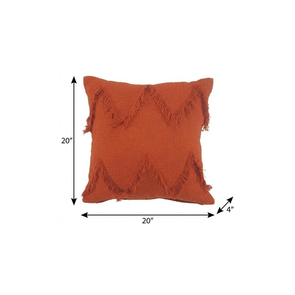 20" X 20" Cinnamon Orange 100% Cotton Zippered Pillow