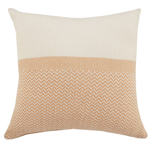 18" Orange and Off White Throw Pillow