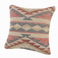18" X 18" Blue Cream And Red 100% Cotton Geometric Zippered Pillow
