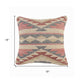 18" X 18" Blue Cream And Red 100% Cotton Geometric Zippered Pillow