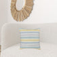 18" X 18" Yellow And Teal 100% Cotton Striped Zippered Pillow