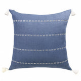 20" X 20" Navy Linen Striped Zippered Pillow