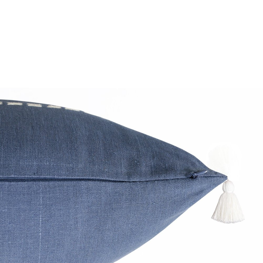 20" X 20" Navy Linen Striped Zippered Pillow