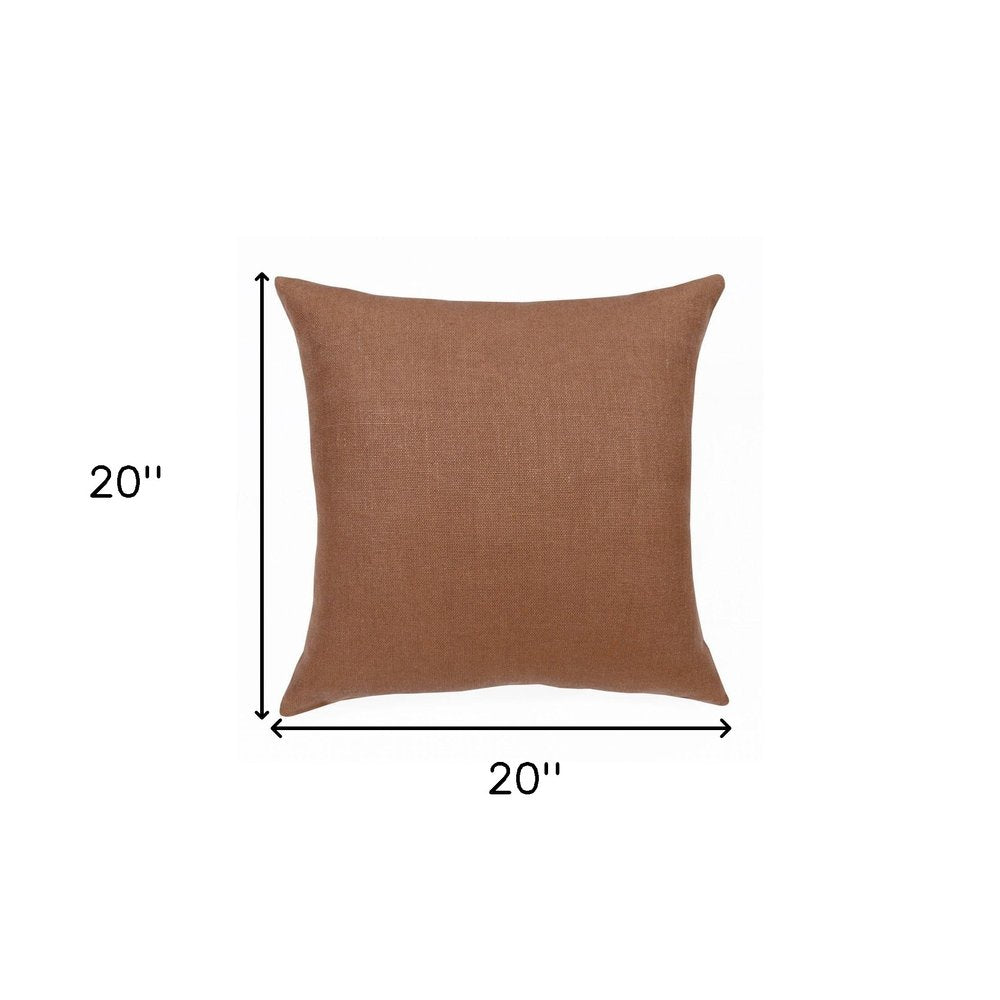 20" Brown Linen Throw Pillow