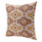 20" Yellow And Rust Cotton Geometric Throw Pillow