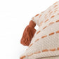 20" Olive Green And Ivory Cotton Striped Throw Pillow with Tassels