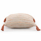 20" Olive Green And Ivory Cotton Striped Throw Pillow with Tassels
