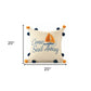 20" Natural Blue And Orange Come Sail Away Throw Pillow With Pompoms And Texture