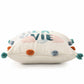 20"  Natural Aqua And Gray Sea La Vie Seashells Throw Pillow with Pompoms