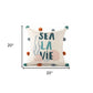 20"  Natural Aqua And Gray Sea La Vie Seashells Throw Pillow with Pompoms