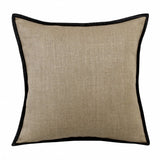20" Tan And Black Linen Color Block Throw Pillow