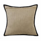 20" Tan And Black Linen Color Block Throw Pillow
