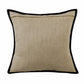20" Tan And Black Linen Color Block Throw Pillow