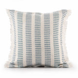 20" Blue And Ivory Striped Throw Pillow