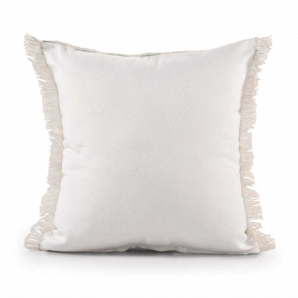 20" Blue And Ivory Striped Throw Pillow