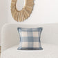 20" X 20" Light Blue And Ivory Polyester Plaid Zippered Pillow