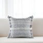 20" Denim Blue And Ivory Fabric Striped Throw Pillow