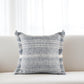 20" Denim Blue And Ivory Fabric Striped Throw Pillow