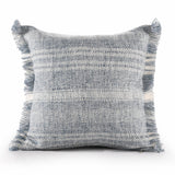 20" Denim Blue And Ivory Fabric Striped Throw Pillow