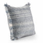 20" Denim Blue And Ivory Fabric Striped Throw Pillow