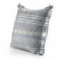 20" Denim Blue And Ivory Fabric Striped Throw Pillow