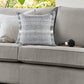 20" Denim Blue And Ivory Fabric Striped Throw Pillow