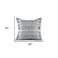 20" Denim Blue And Ivory Fabric Striped Throw Pillow