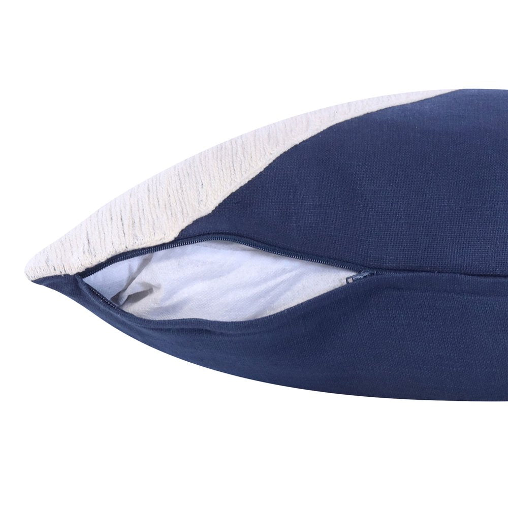 20" X 20" Cobalt Blue And Navy 100% Cotton Abstract Zippered Pillow