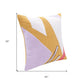 20" X 20" Yellow Purple Off-White And Coral 100% Cotton Abstract Zippered Pillow